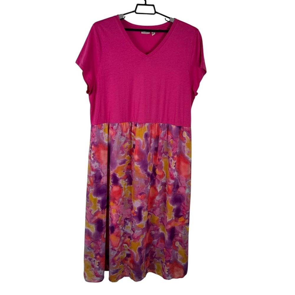 LOGO Lori, Goldstein women's XL maxi dress jersey chiffon pink‎